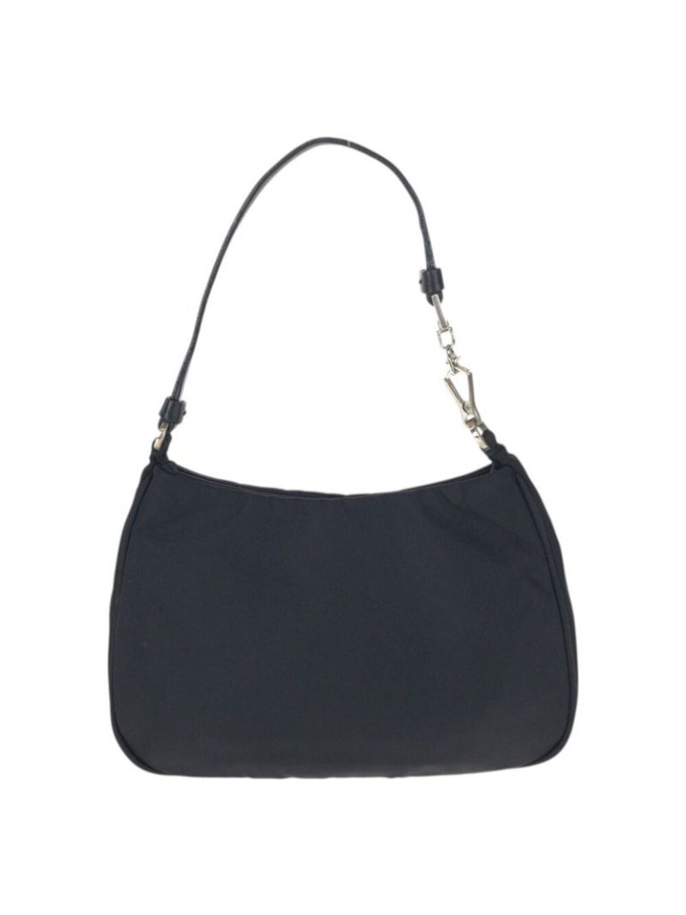 Prada Tessuto Black Silver Nylon Leather Handbag Pouch - Picture 2 of 9